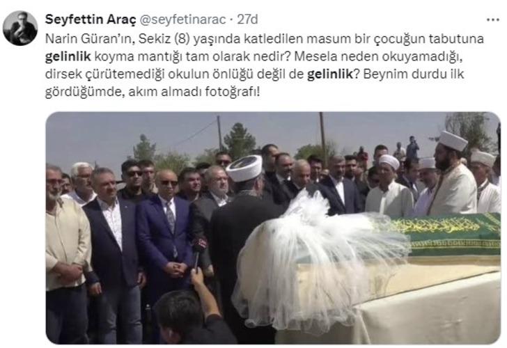 Narin'in tabutundaki gelinlik tartışma yarattı! Sosyal medyadan tepki yağdı: 'Bari ölüyken rahat bırakın' G4