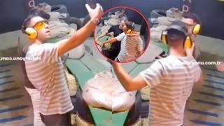 Poligonda hareketli dakikalar... Şaka yapmak için arkadaşının kafasına silah dayadı! Güvenlik anında böyle müdahale etti