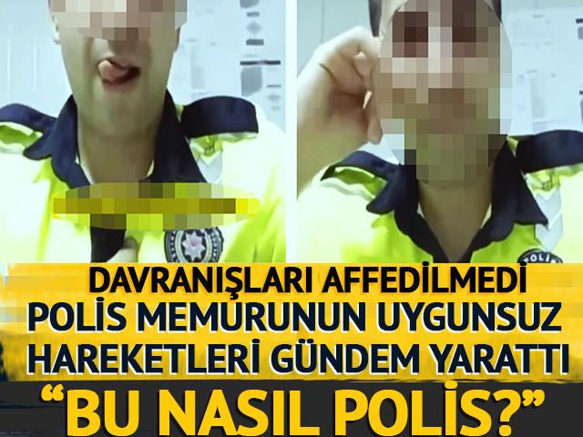 Polis memurunun uygunsuz hareketleri görenlere pes dedirtti