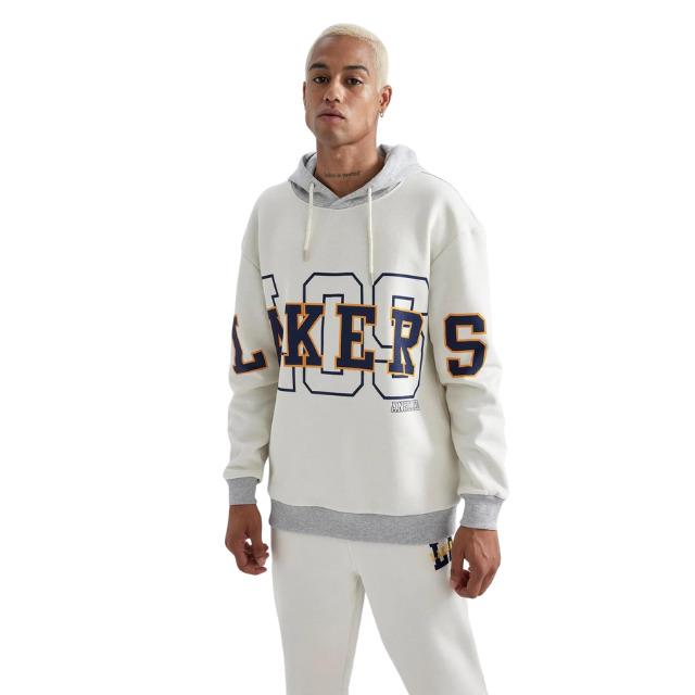 DeFacto Fit NBA Los Angeles Lakers Boxy Fit Kapüşonlu Kalın Sweatshirt