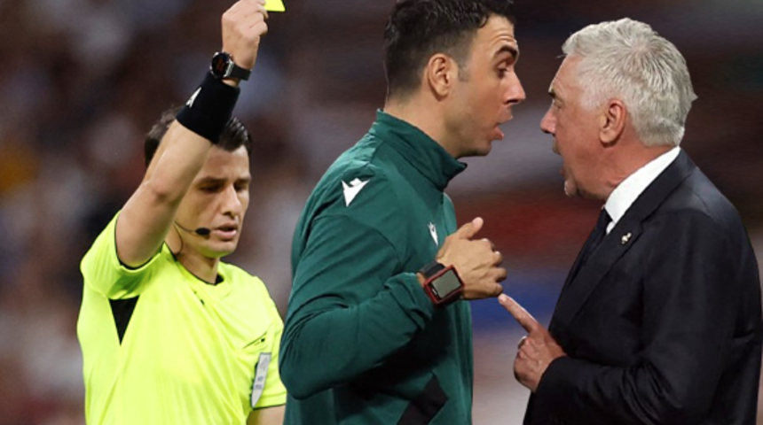 Şampiyonlar Ligi'nde gecenin olayı! Onu hiç böyle görmediniz... Halil Umut Meler penaltı çalınca, Ancelotti sahaya dalıp tepki gösterdi! Karar 'VAR'dan döndü