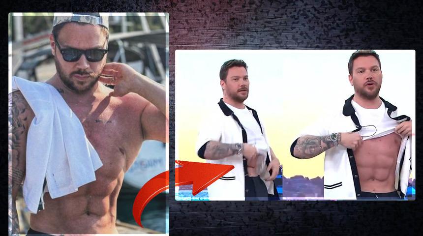 Canlı yayında bu da oldu! Sinan Akçıl tişörtünü kaldırıp kaslarını gösterdi... 'Hımbıl erkek' çıkışı çok konuşuldu