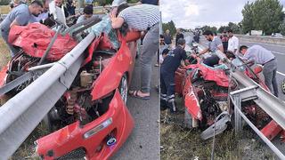 Ankara'da korkunç kaza! Bariyere çarpan otomobil ikiye bölündü