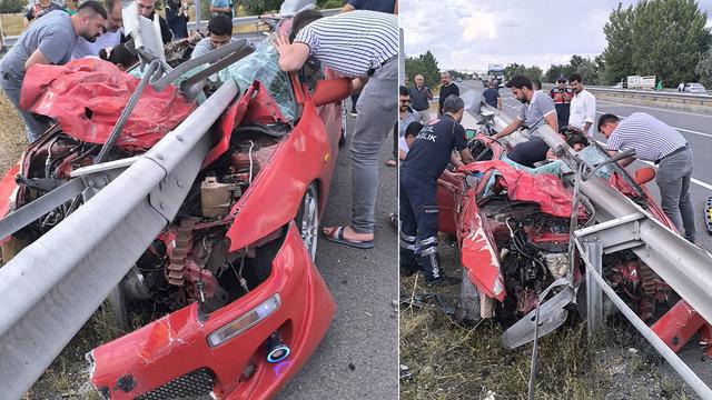 Ankara'da korkunç kaza! Bariyere çarpan otomobil ikiye bölündü