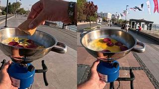 Bisiklet sürerken sucuklu yumurta pişirdi: O anlar milyonlarca izlendi! Yeni meydan okuması belli oldu