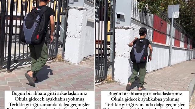Küçük öğrencinin o hali yürekleri burktu: Niye gülüyorsunuz, benim babam yok olsaydı bana ayakkabı alırdı