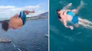 Daha çok izlenme için şov yapmak istedi! Metrelerce yüksekten atlayan fenomen isim hastanelik oldu 