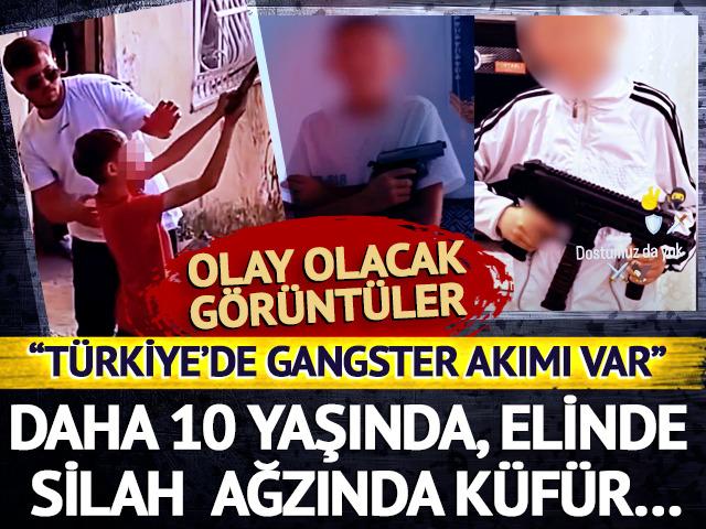 Daha 10 yaşında, elinde silah ağzında küfür… Olay olacak görüntüler