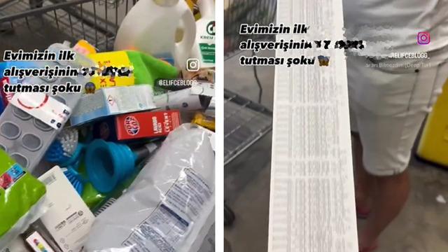 Eve yapılan ilk alışverişi gösterdiler! Fişin sonu bir türlü gelmedi: Tam 17 bin TL'lik alışveriş yaptılar 