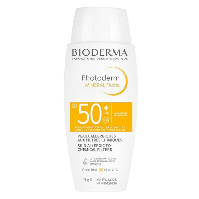 Bioderma Photoderm Mineral Fluid SPF50+ Çok Hassas Ciltler için Yüksek Korumalı %100 Mineral Filtreli Yüz, Vücut Güneş Kremi 