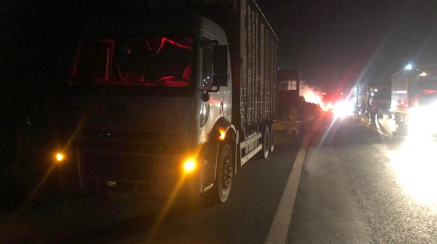 Anadolu Otoyolu'nda kamyonda çıkan yangında yaklaşık 150 tavuk telef oldu