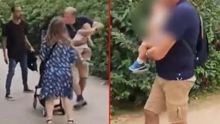 Sokak ortasında akılalmaz olay! Bebek arabasına yaklaşıp bir yaşındaki çocuğa yumruk attı... Ebeveynler şaşkınlıkla izledi