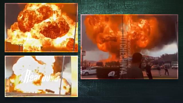 Çeçenistan'da cehennemi aratmayan görüntüler! Benzin istasyonunda büyük patlama