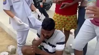 Karısına cinsel tacizde bulunduğunu söylediği sarhoş turisti tek yumrukla bayılttı! Ortalık bir anda karıştı