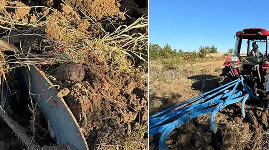 Tarlayı sürerken neye uğradığını şaşırdı! Traktöre el bombası takıldı