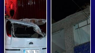 Esenler'de korkutan yıkım... 15 gün önce boşaltılmıştı 3 katlı bina  2 aracın üzerine çöktü