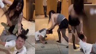 Restoran bir anda karıştı! Kendisine hakaret ettiğini söylediği erkek müşteriyi tekme tokat dövdü... Sosyal medyada olay yaratan görüntüler