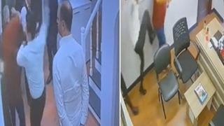 Her şey saniyeler içerisinde oldu! Büyük Birlik Partisi İl Başkanı, ofisteki adamı tekme tokat dövdü