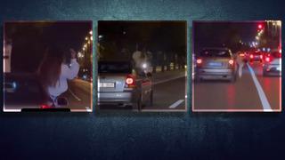 Camdan sarktı, absürt hareketler yaptı! Trafik magandası hem kendi canını tehlikeye attı hem de yoldaki  sürücüleri...