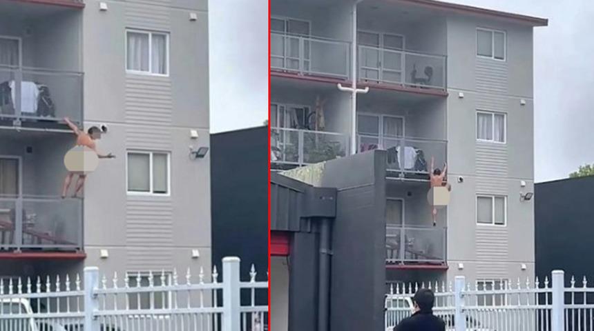 Sevgilisinin evinden böyle kaçmaya çalıştı! Çevredekiler o anları kaydetti: Sosyal medyada gündem yaratan görüntüler