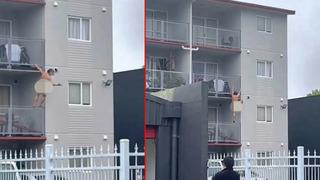 Sevgilisinin evinden böyle kaçmaya çalıştı! Çevredekiler o anları kaydetti: Sosyal medyada gündem yaratan görüntüler