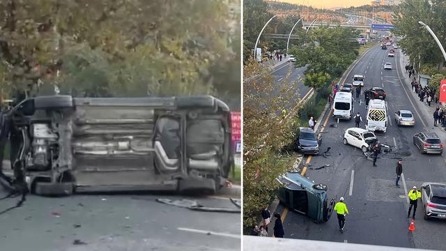 Ankara'da zincirleme kaza! 8 araç birbirine girdi