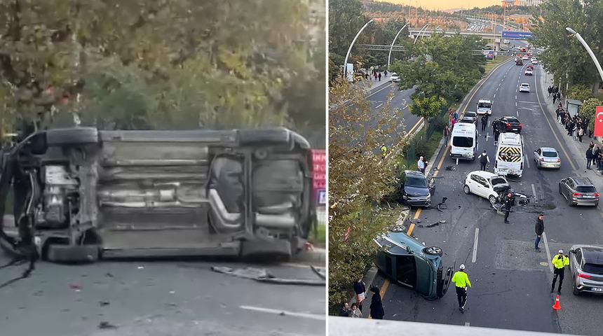 Ankara'da zincirleme kaza! 8 araç birbirine girdi