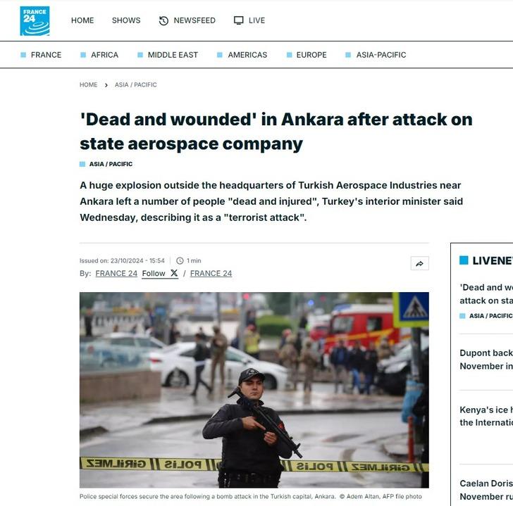 TUSAŞ terör saldırısı dünya basınında! Terör saldırısının yerine dikkat çektiler G4