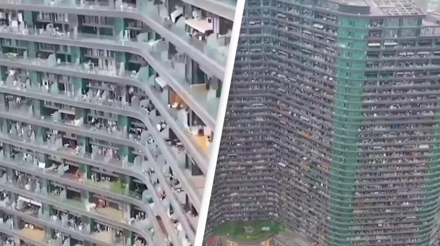 TikTok'ta paylaşıldı! Bir gören bir daha baktı... Koca şehri bir apartmana sığdırmışlar... Tam 20 bin kişi yaşıyor: Kirasını duyan inanamadı