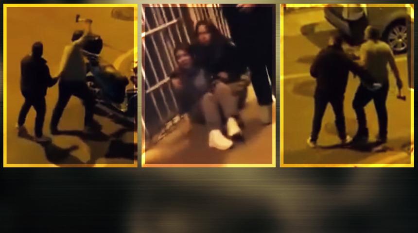 Baltasını alıp sokağa fırladı! İstanbul'da gece gece sokak ortasında saldırı anları kamerada