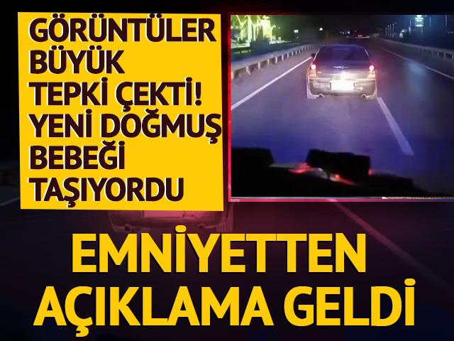 Görüntüler büyük tepki çekti! Yeni doğmuş bebeği taşıyordu! Emniyetten açıklama geldi