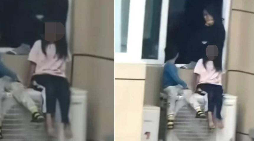 Sosyal medya bu görüntüleri konuşuyor! Kocasıyla kavga eden anneden akılalmaz hareket: Çocuklarını 23. kattaki evlerinin dışında bulunan klimaya oturttu