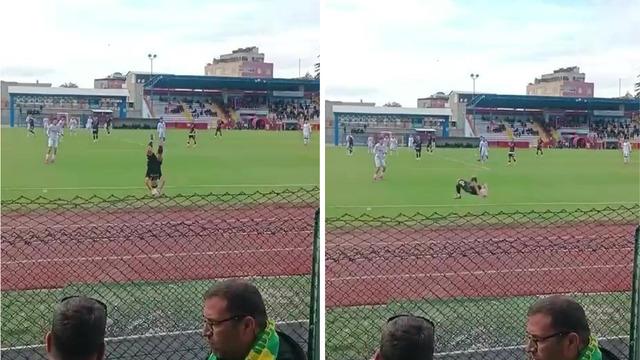 Yeşil sahalarda ilginç gol! Parende atarak attığı tacı arkadaşı gole çevirdi