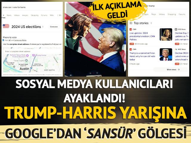 Sosyal medya kullanıcıları ayaklandı: Trump ile Harris arasındaki yarışa Google'dan 'sansür' gölgesi! 