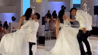 Gelin ve damadın düğün dansında işler bir anda kontrolden çıktı! Gelini havaya kaldırmak isterken damadın pantolunu yırtıldı