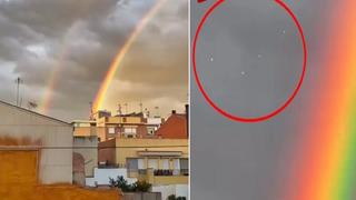 Çift gökkuşağının yanında beliren ışıklar sosyal medyada çok konuşuldu! Sel felaketinden sadece birkaç gün önce göründü