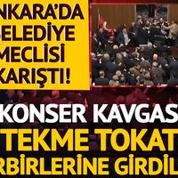 Ankara Büyükşehir Belediye Meclis Toplantısı'nda konser kavgası! Meclis üyeleri tekme tokat birbirine girdi