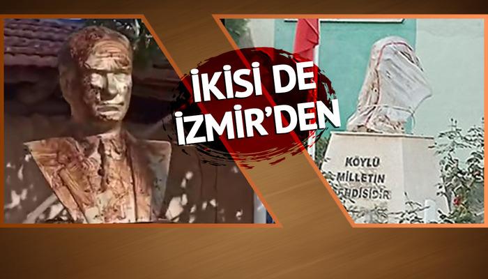 Ulu Önder'e vefat yıl dönümünde büyük saygısızlık: İzmir'de Atatürk büstlerine peş peşe çirkin saldırılar!