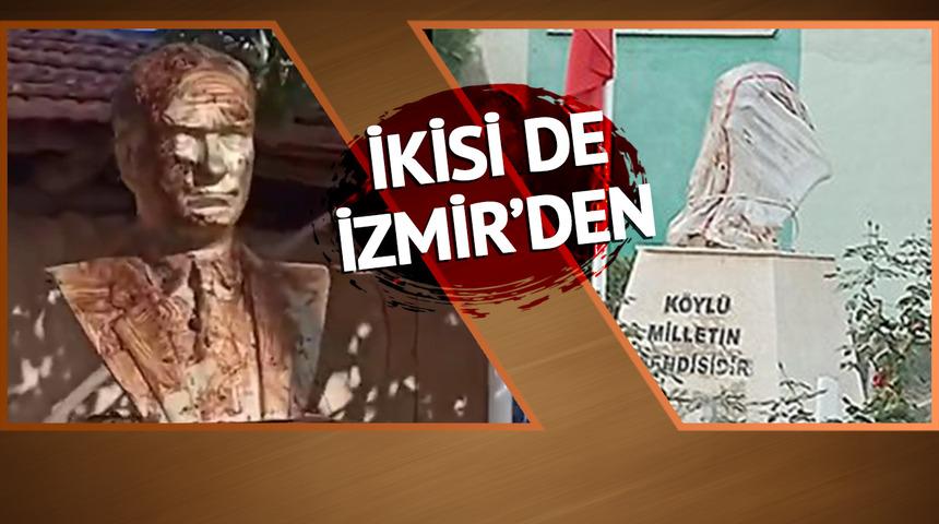 Ulu Önder'e vefat yıl dönümünde büyük saygısızlık: İzmir'de Atatürk büstlerine peş peşe çirkin saldırılar!