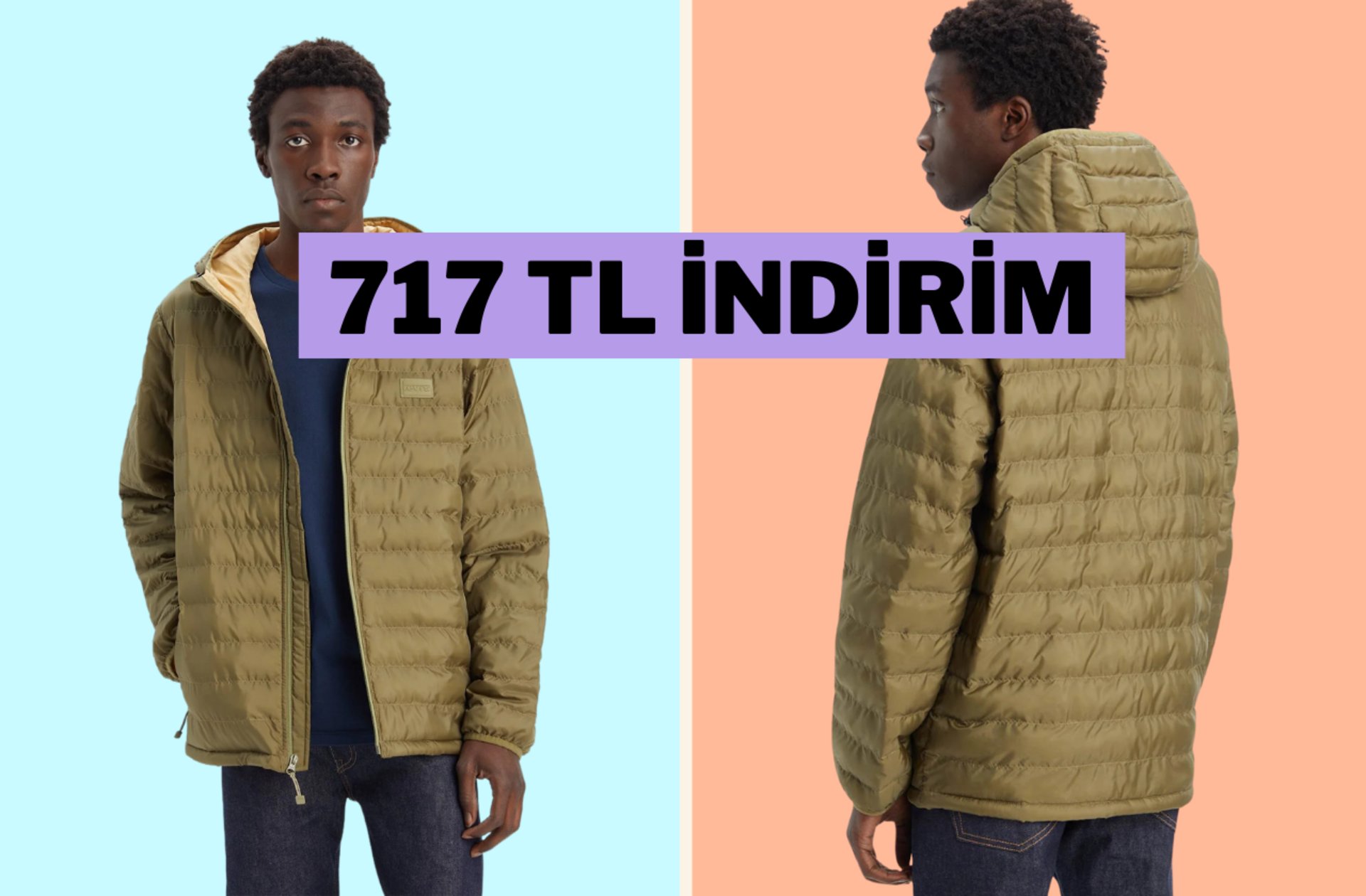 Soğuk günlerde şık olmak isteyenlere Levi's Pierce Packable Mont 717 TL indirimde