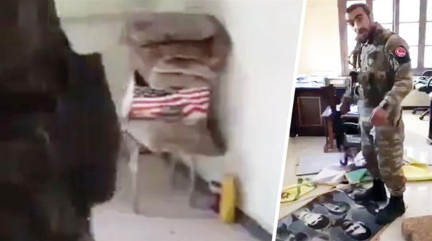 Afrin'deki PKK karargahından ABD bayrakları çıktı