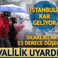 İstanbul'a kar geliyor! Hava sıcaklıkları 15 derece düşecek: İstanbul Valiliği'nden kar uyarısı