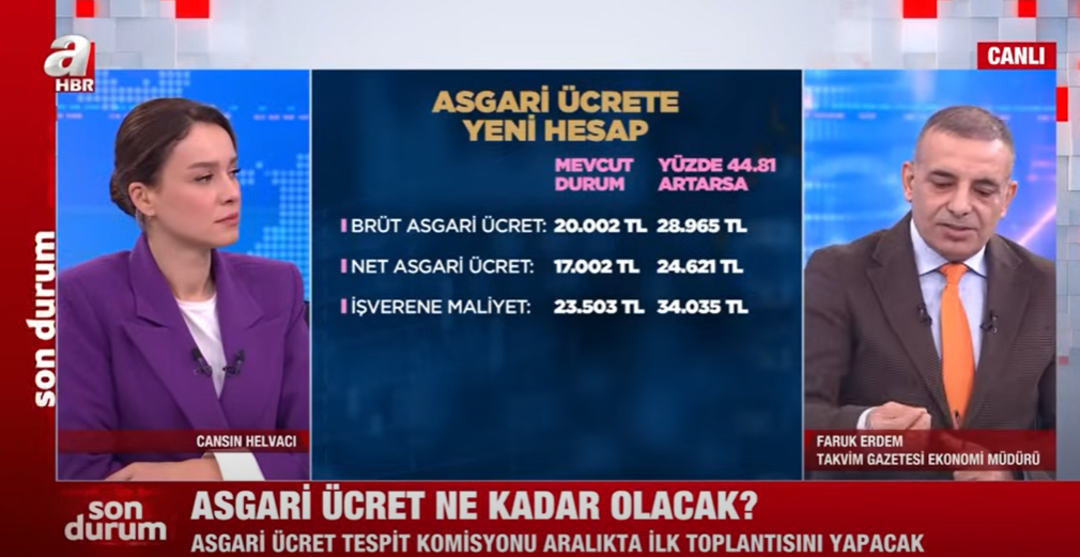 ASGARİ ÜCRET ENFLASYON ÜZERİNDE ARTIRILIYOR