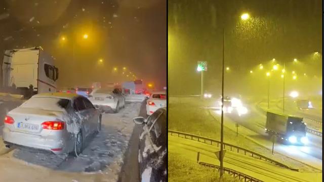 Bolu'da kar hayatı olumsuz etkiledi! Anadolu Otoyolunda ulaşım durdu