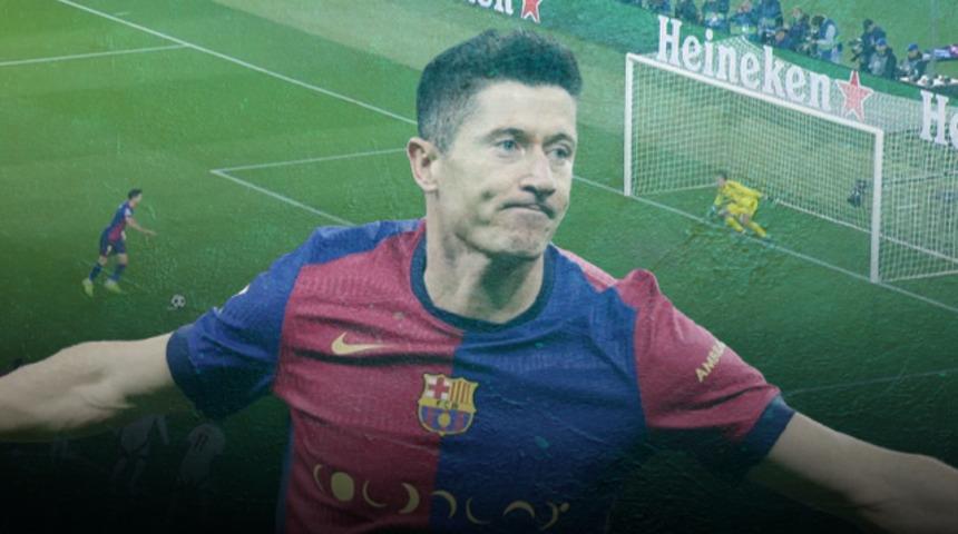 Barcelona golü Lewandowski ile buldu... Şampiyonlar Ligi tarihi değişti! Cristiano Ronaldo ve Lionel Messi'nin ardından...