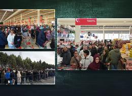 Bin TL hediye çekini duyan koştu, bir gece öncesinden çadır kurdu! Zincir markette adeta izdiham yaşanırken kasap reyonu yağmalandı... 