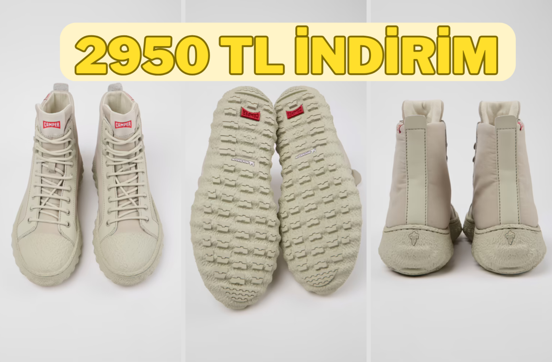 Michelin kauçuk tabanıyla ultra konfor sunan Camper kadın botta dev indirim