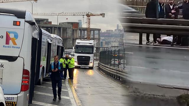 Seyir halindeki metrobüsten yolcu yola düştü