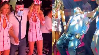 Sosyal medya bu görüntüleri konuşuyor! Hemşire kostümüyle sahneye kadar getirdiler: 'Yeni nesil eğlence' tepki çekti