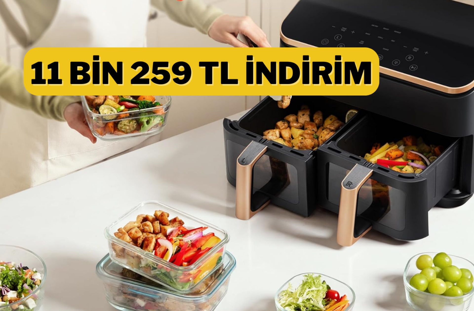 Cosori'nin çok satan çift hazneli airfryer modeli bugüne özel indirimde